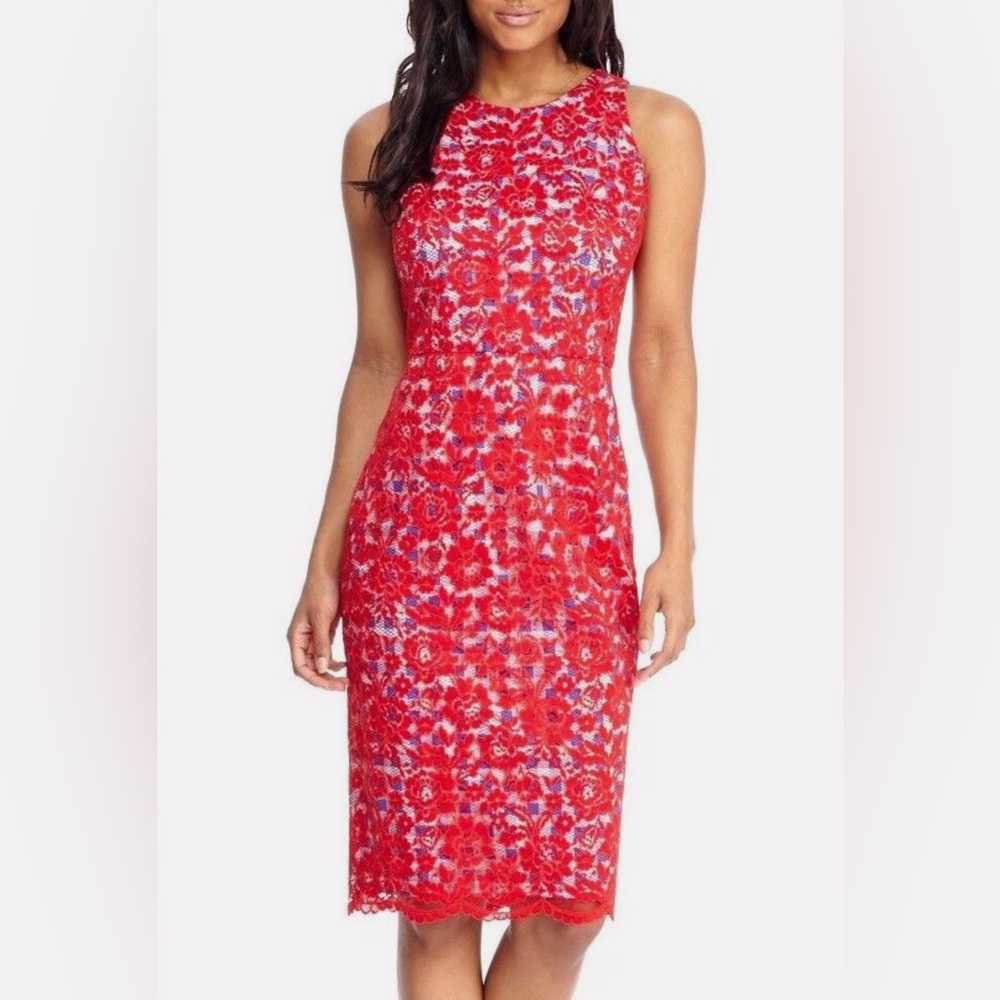 Mes Amies Boutique Gingham and Lace Overlay Dress